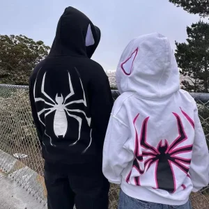 Full Zip Up Spider Hoodie Women Men