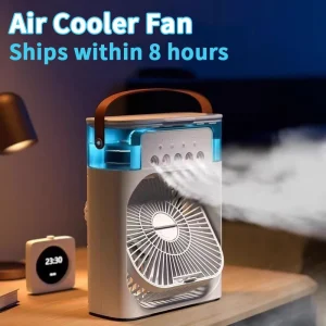 New 3 In 1 Fan Household Mini Air Cooler LED Night Light Humidifier